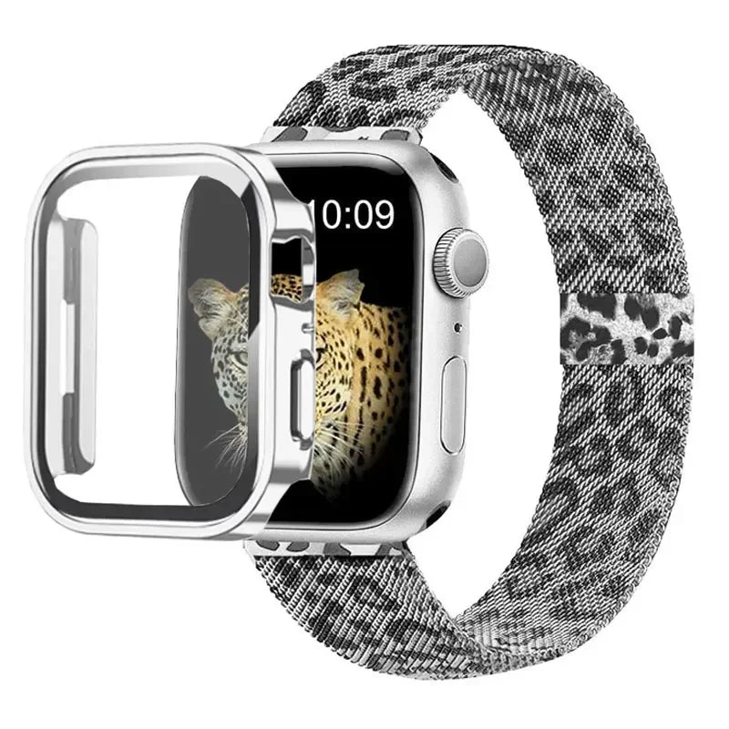 Milanese Stainless Steel Loop Band with Protective Case – Compatible with Apple Watch Ultra & Series 4–10 (40–49mm)