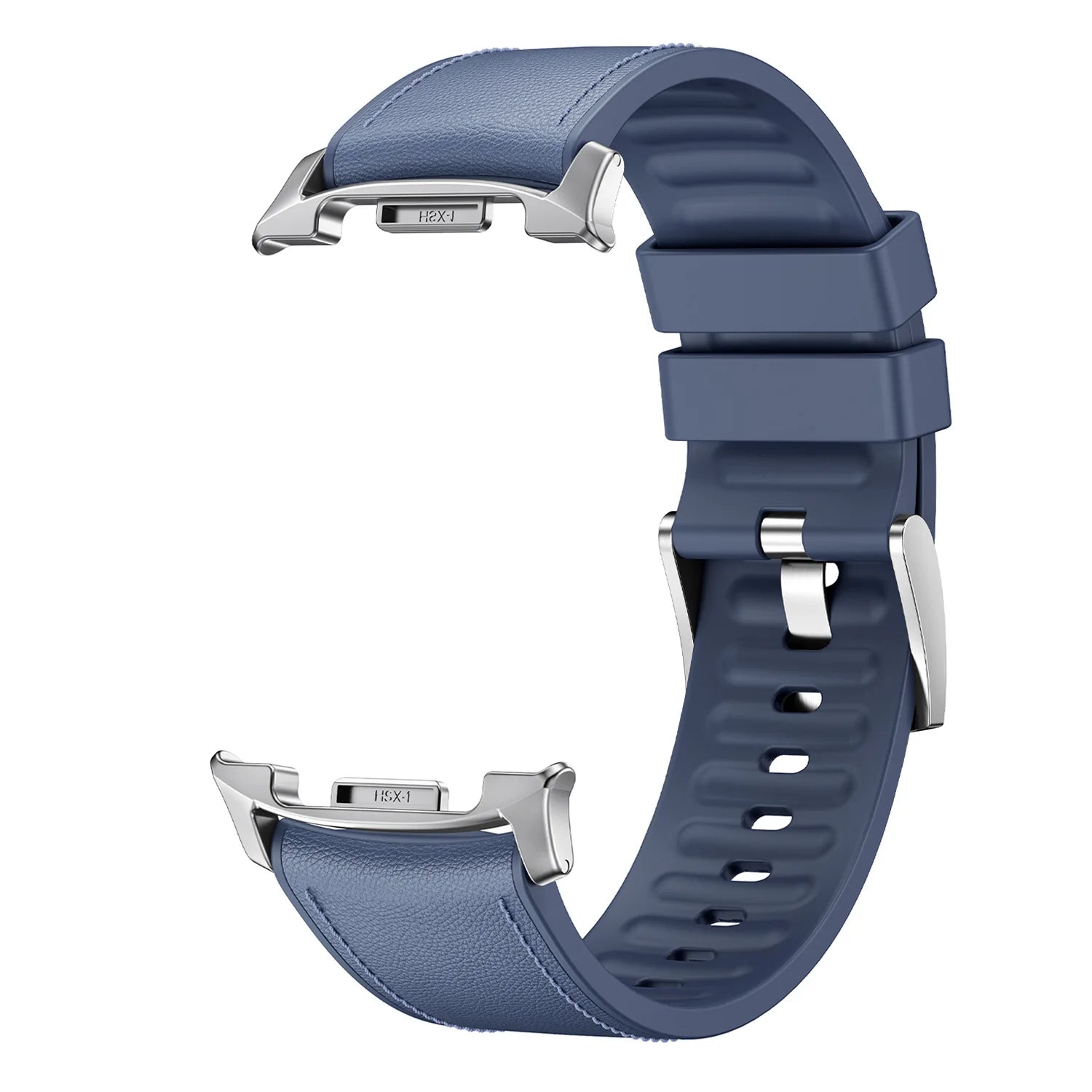 Avontic DuoTexture Blue leather-look silicone band for Galaxy Watch9, Watch8 and Watch8 Classic on a clean background