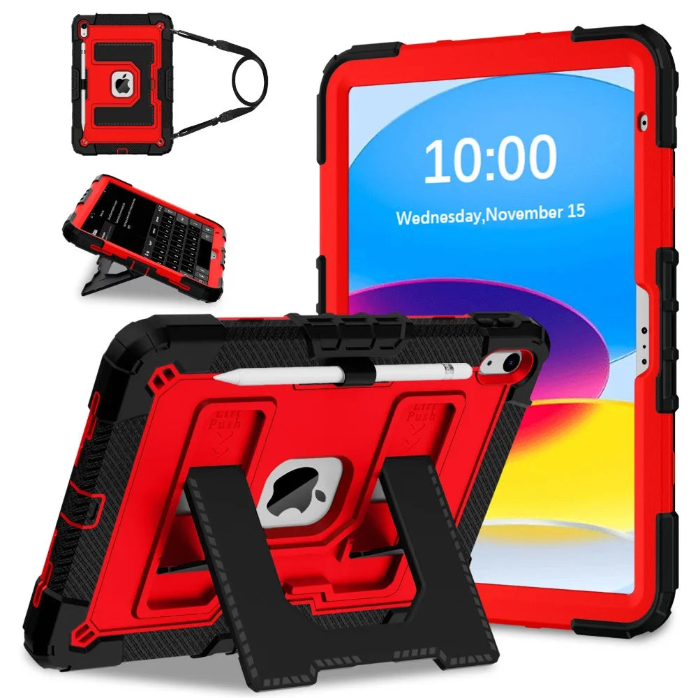 RhinoGuard Tactical 360 Heavy Duty iPad Case with Kickstand, Hand Strap & Shoulder Strap