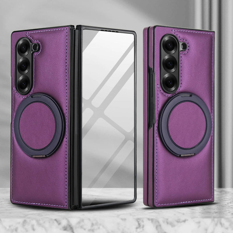 MagRing Leather Shield Case For Samsung Galaxy Z Fold 7, 6, 5, 4, and 3