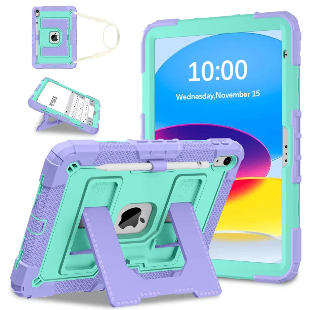 RhinoGuard Tactical 360 Heavy Duty iPad Case with Kickstand, Hand Strap & Shoulder Strap