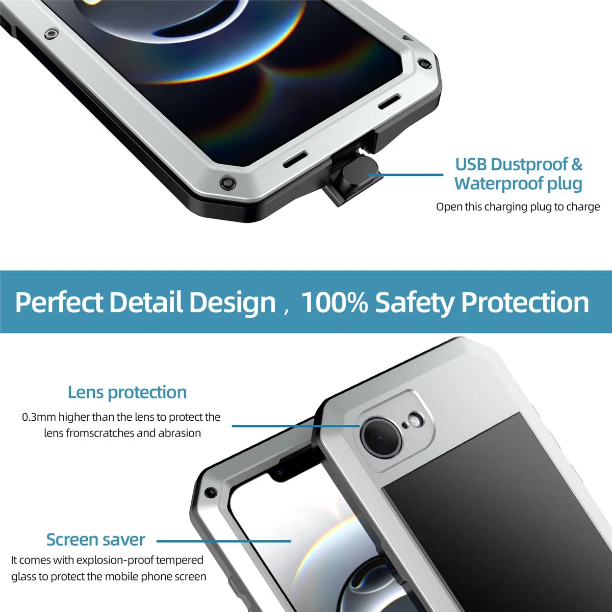 Rugged Metal Shockproof Case for iPhone 17 / 17 Pro / 17 Pro Max | Heavy Duty Protective Armor Cover