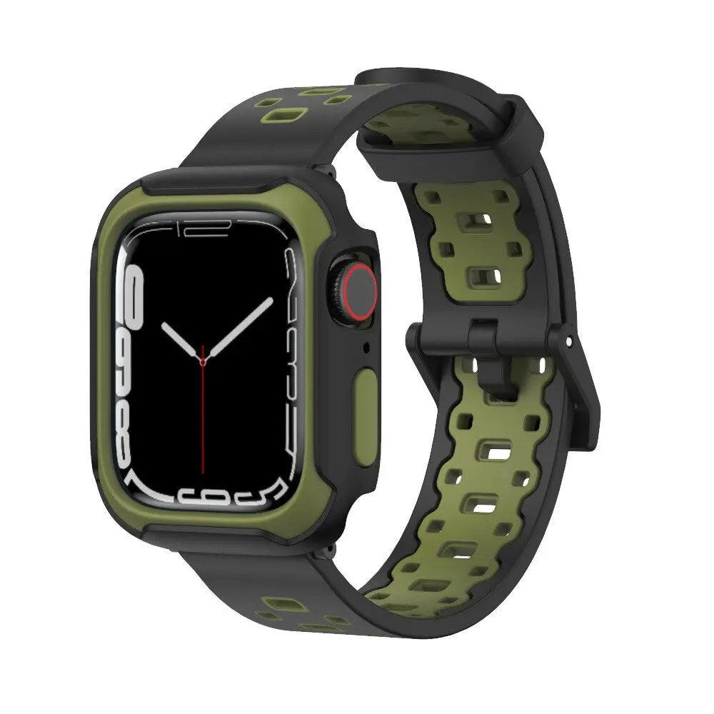 Rubber Mod Kit for Apple Watch Series 8 7 6 5 4 3 SE 40mm 41mm 44mm 45mm Screen Protector Silicone Strap for IWatch Accessories Pinnacle Luxuries