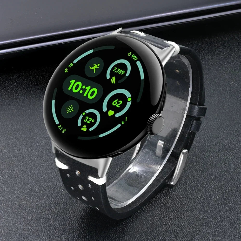 LeatherCraft™ Luxe Band for Google Pixel Watch 4 / 3 / 2 / 1 – Premium Genuine Leather Strap with Polished Stainless Steel Buckle