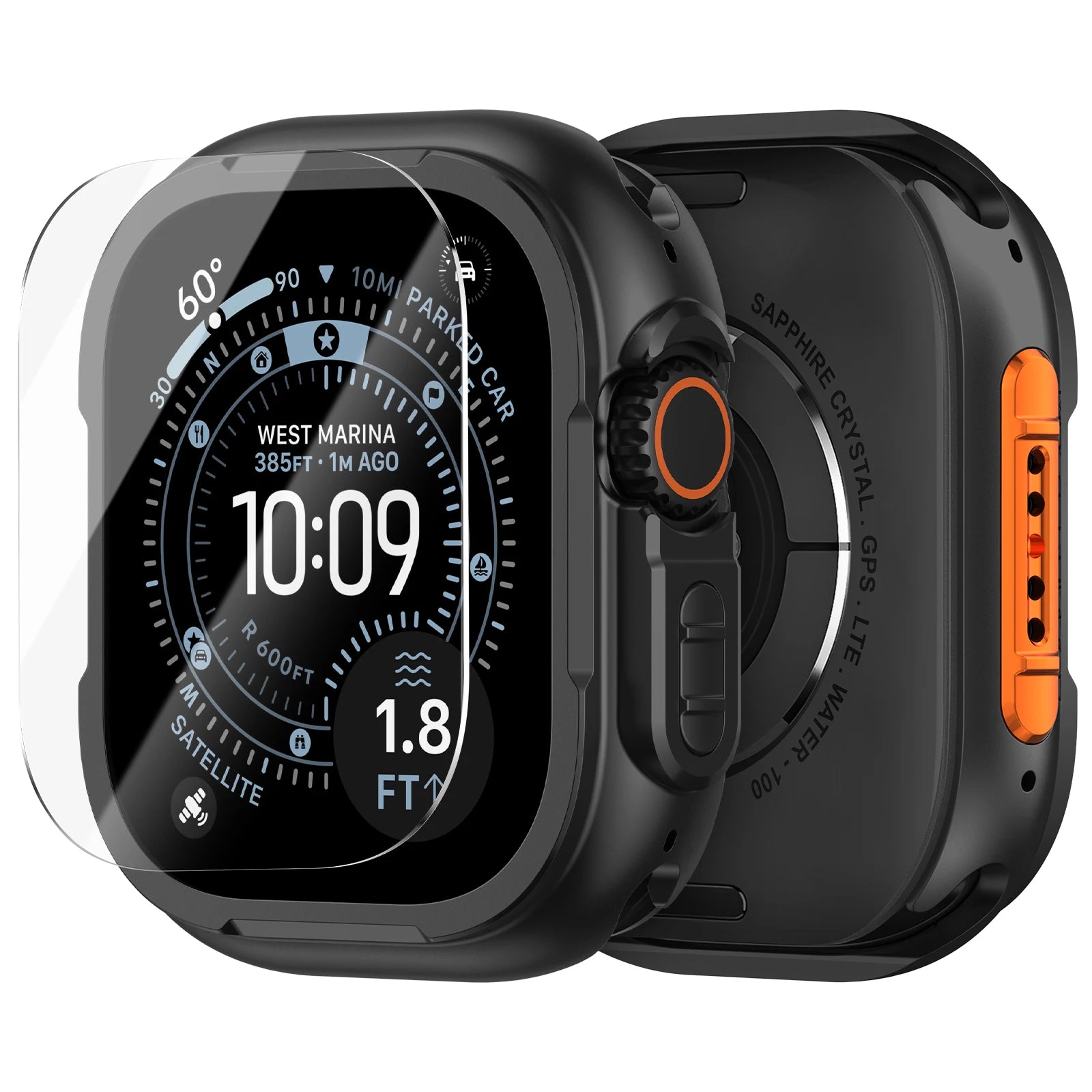 Titanium Alloy Case with Tempered Glass Screen Protector for Apple Watch