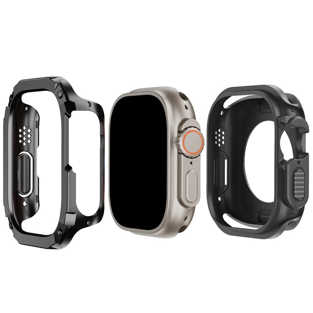 TitanFusion UltraGuard Series — Titanium Metal Band + Rugged Case for Apple Watch Ultra 3, Ultra 2, Ultra 1, Series 11, 10, 9, 8 (49mm / 46mm / 45mm / 44mm)