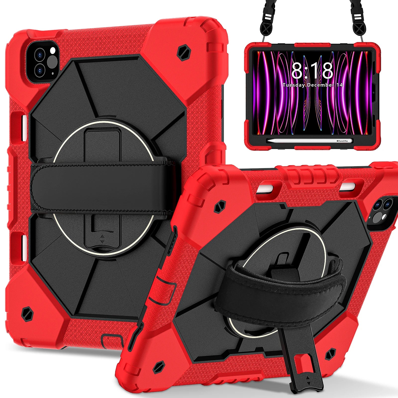 RhinoGuard Apex 360 Command Rugged iPad Case with Kickstand & Hand Strap