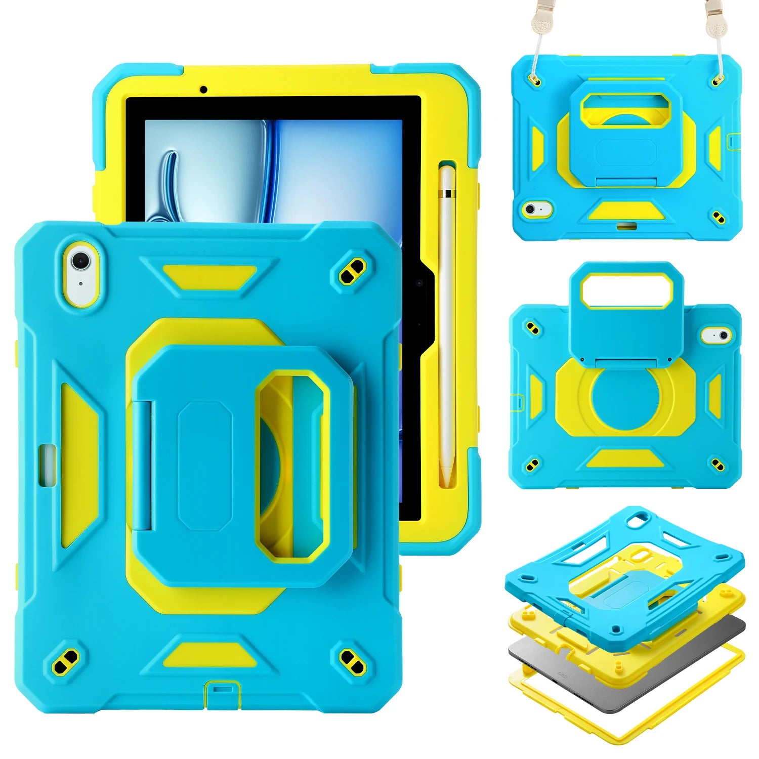 Avontic RhinoGuard Rugged iPad Case with Stand and Hand Strap