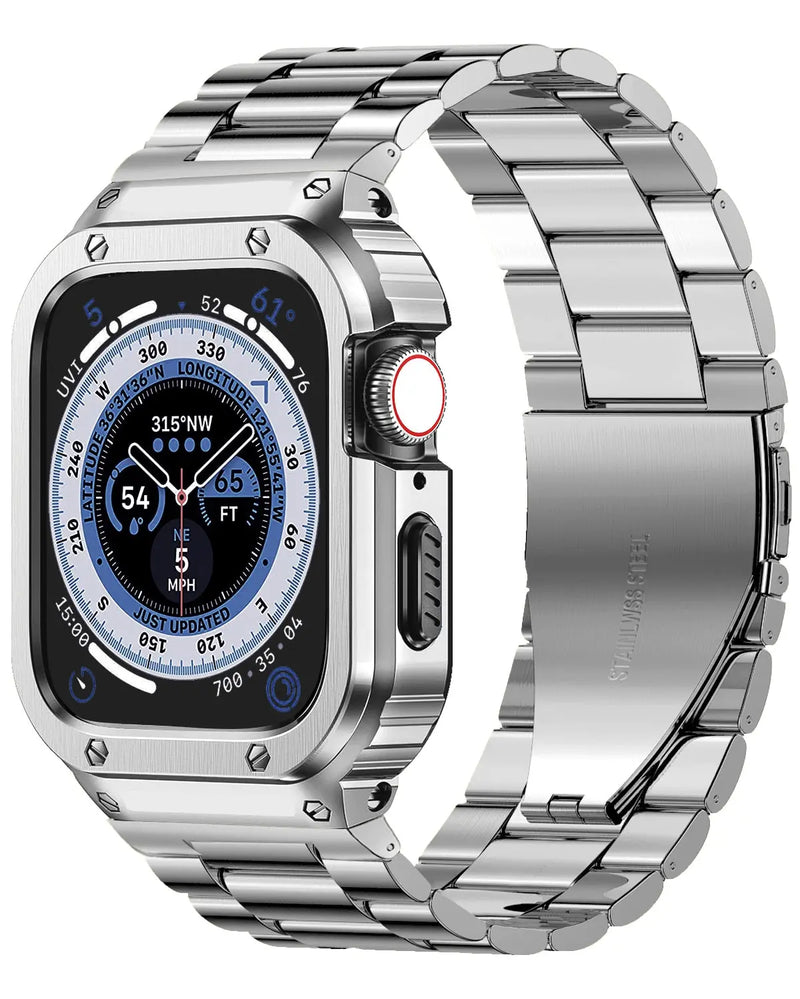 Stainless Steel Strap+Case For Apple Watch Band 49mm 45mm 44mm 40mm 41mm Bumper frame Cover iwatch series 4 5 SE 6 7 8 ultra Avontic