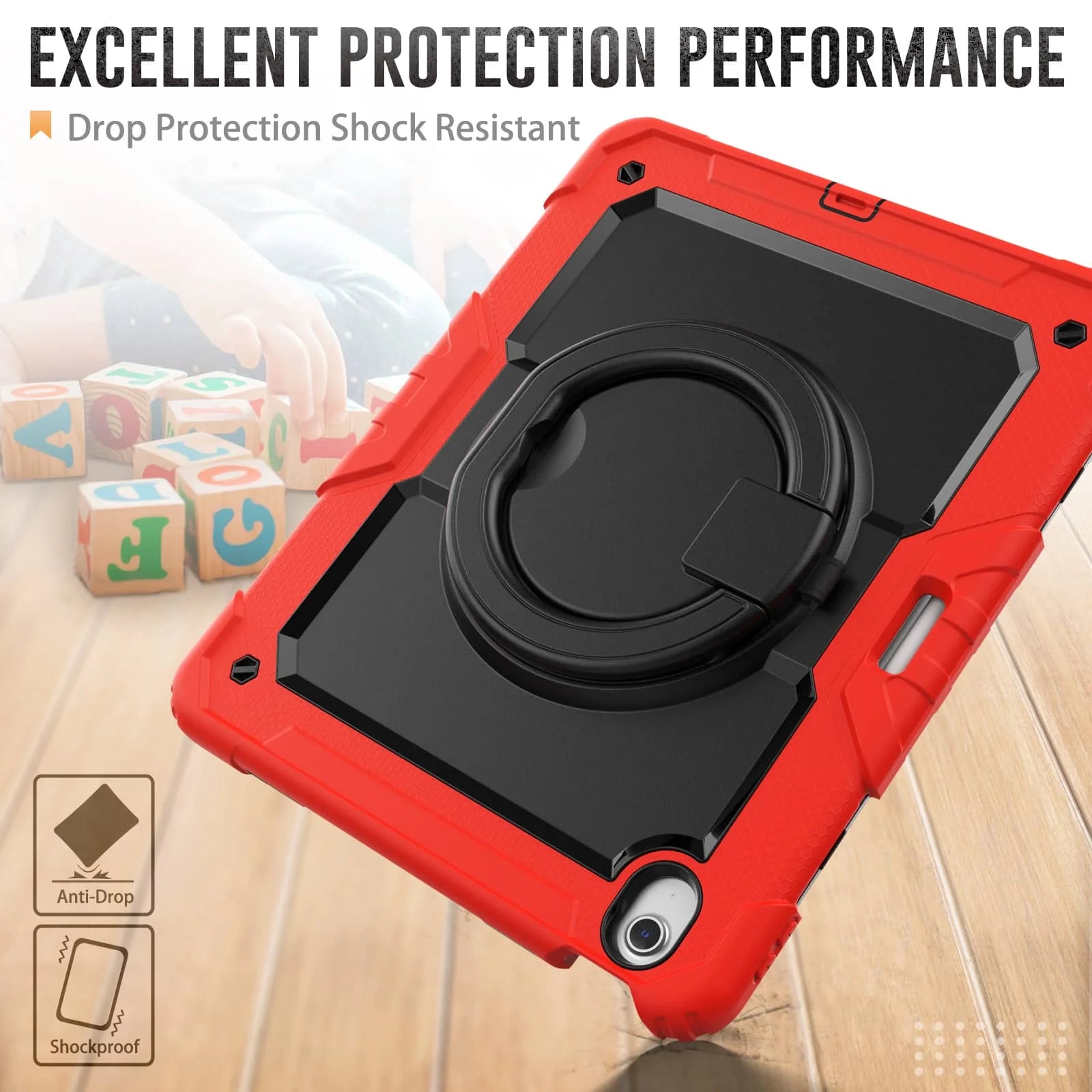 RhinoGuard Heavy Duty iPad Case with Rotating Stand & Shoulder Strap | Rugged Protective Case for iPad Air 13 (2024-2026)