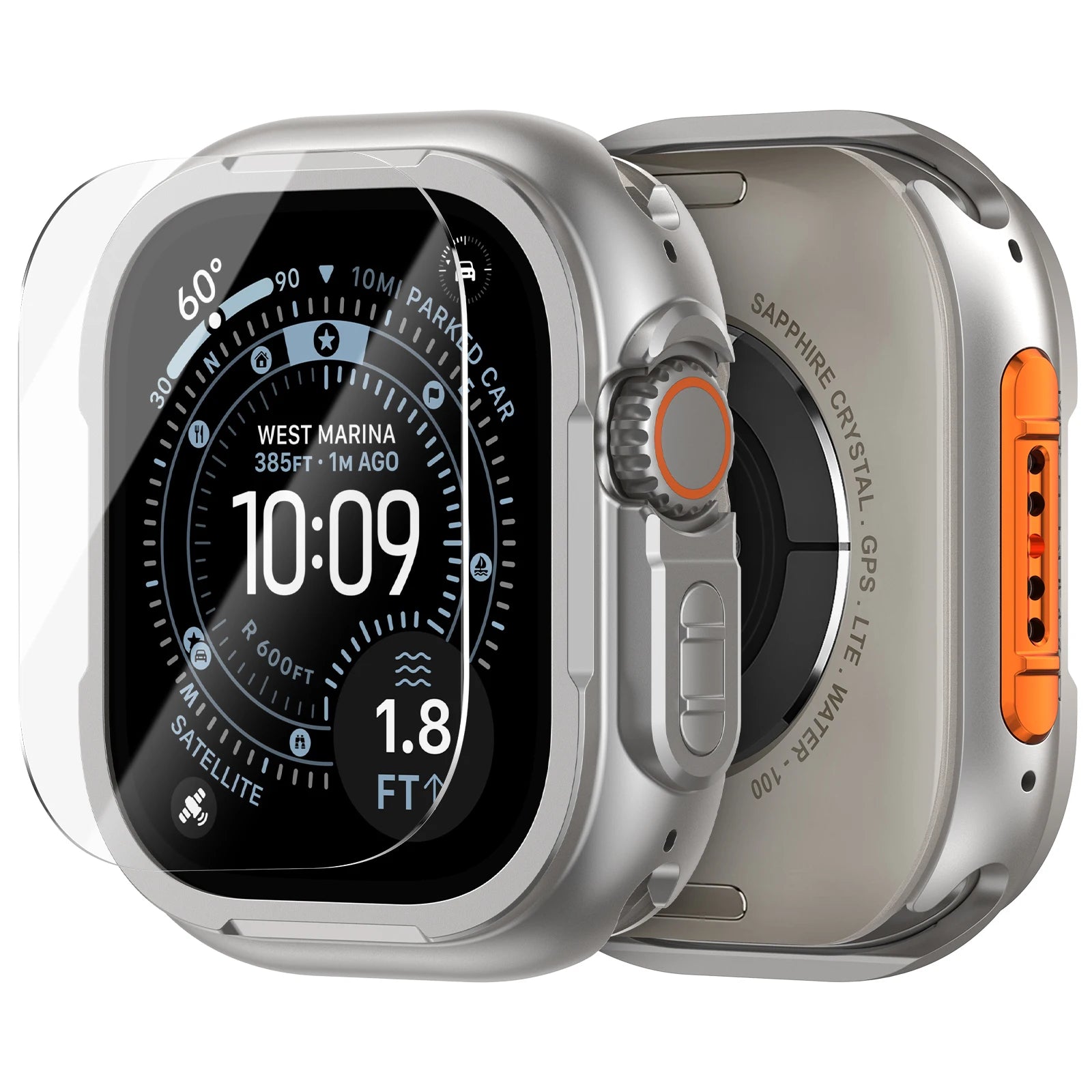 Titanium Alloy Case with Tempered Glass Screen Protector for Apple Watch