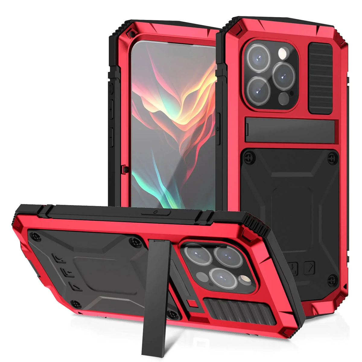 for iPhone 15 Pro Max iPhone 15 Plus Pro Case Full-Body Rugged Armor Shockproof Protective Kickstand Aluminum Metal Cover Avontic