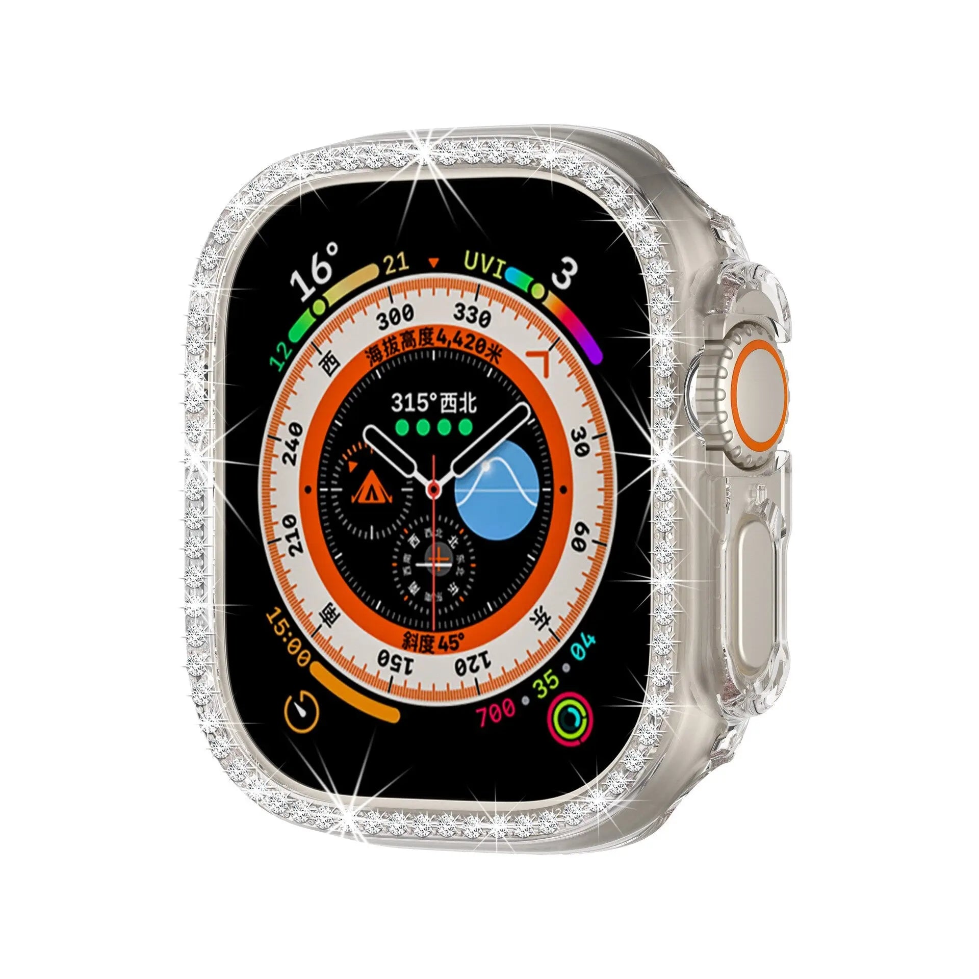 Luxury Diamond Case for Apple Watch Ultra 8 49mm Bumper Protector IWatch 49Mm Series 8 PC Hard Cover DIY Replacement Accessories Pinnacle Luxuries