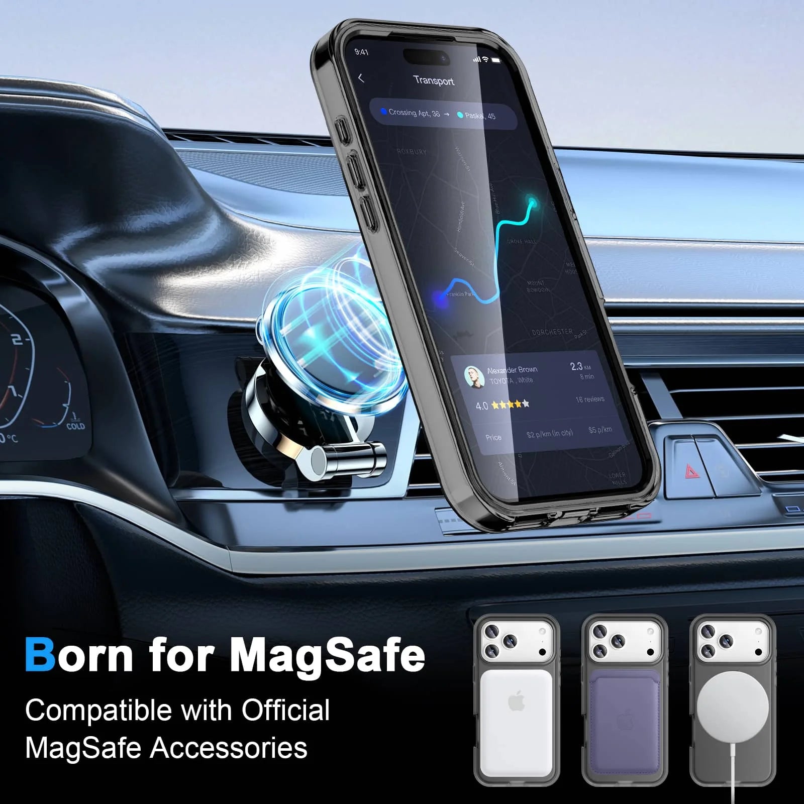 iPhone 17 Pro Max Shockproof Ring Kickstand Case with Built-in Screen Protector – Full-Body Dual-Layer MagSafe Cover