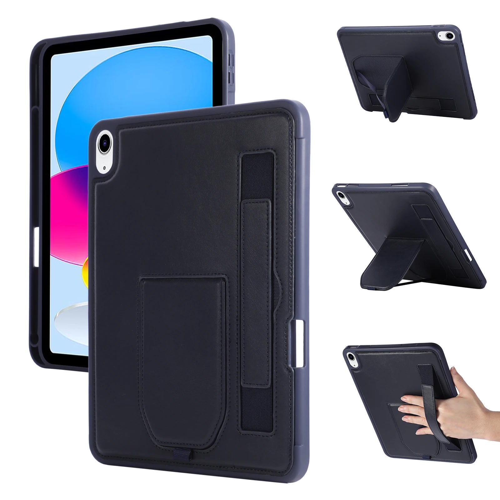 Leather iPad Case with Hand Strap and Stand – Compatible with iPad Air, Pro, Mini, and iPad (2024–2026 Models)