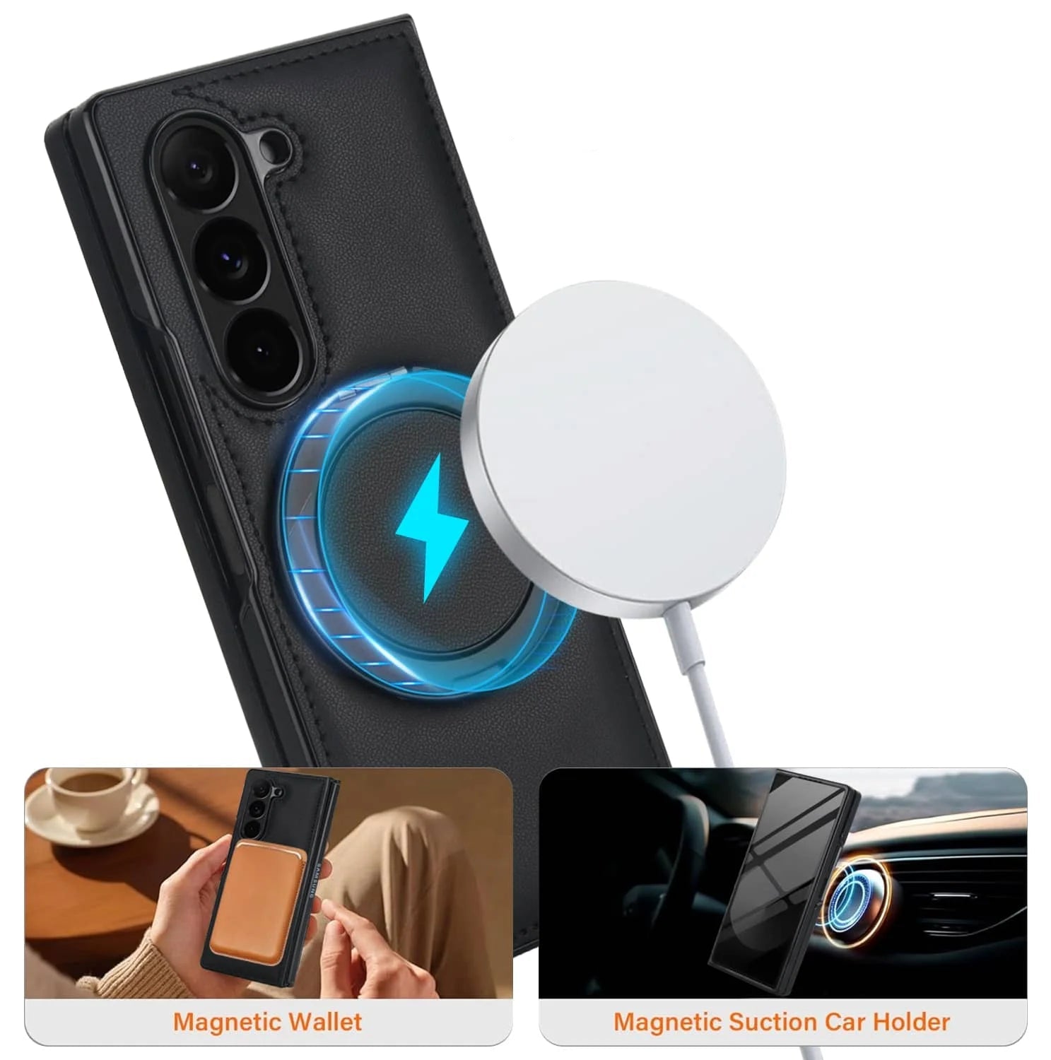 MagRing Leather Shield Case™ For Samsung Galaxy Z Fold 7, 6, 5, 4, and 3