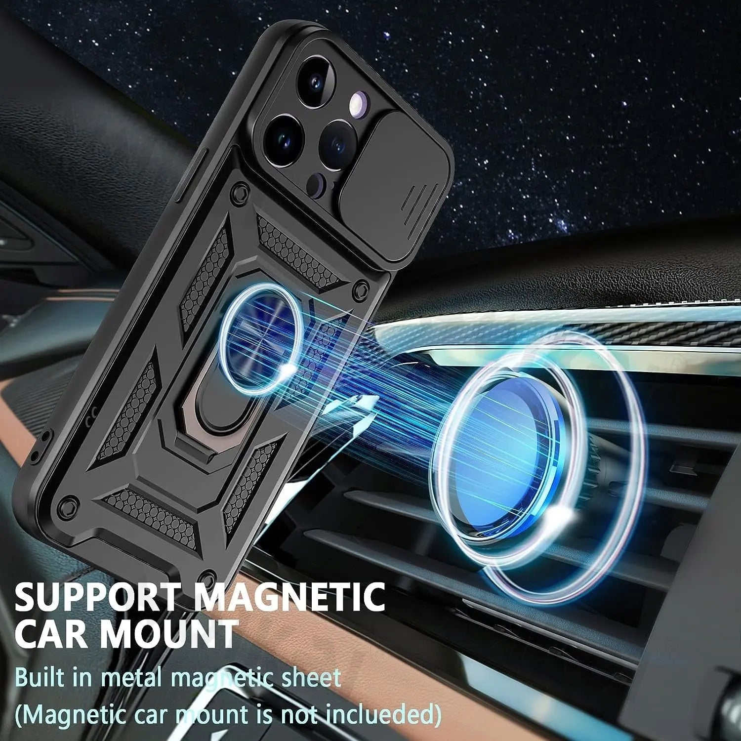 Case For iPhone 15 Pro Max 14 Pro 13 12 11 Pro Max XR XS Max 7 8 SE Slide Camera Magnetic Kickstand Armor Shockproof Phone Cover Pinnacle Luxuries