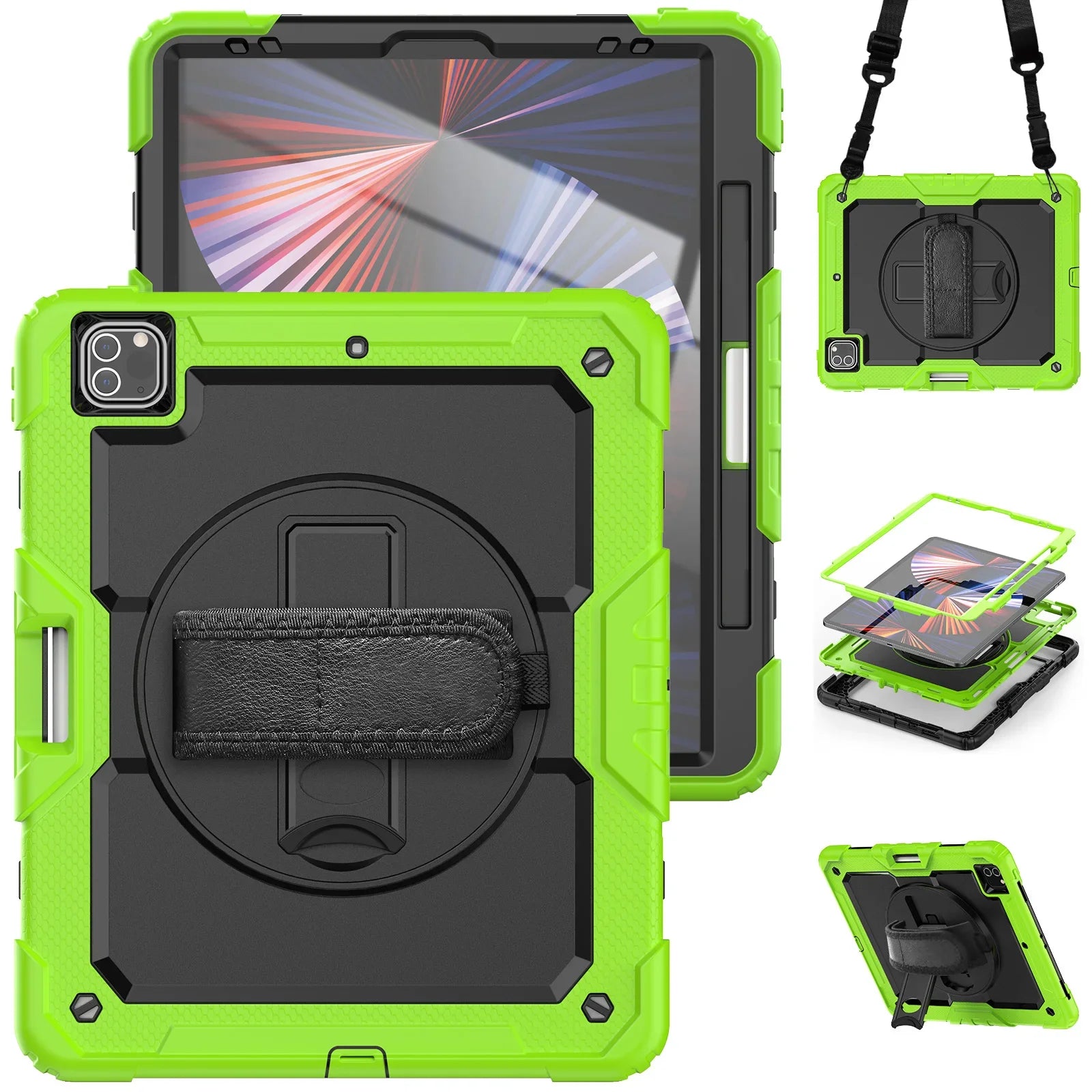 RhinoGuard Shockproof iPad Case with Stand, Hand Strap & Shoulder Strap – Military-Grade Protective Cover for iPad Pro, iPad Air & iPad (All Sizes)