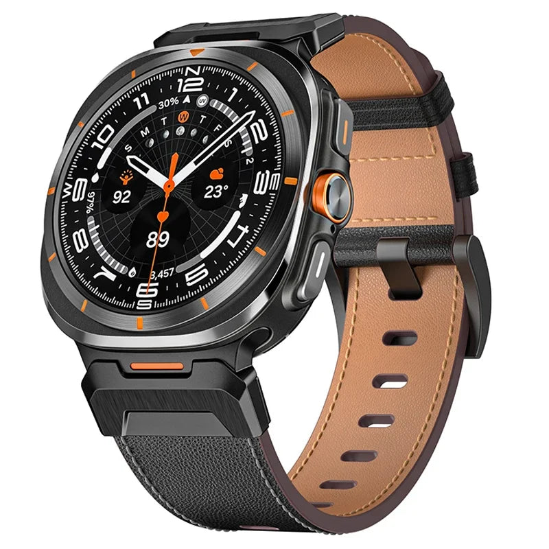 Avontic ExecutiveLink Black leather band for Galaxy Watch Ultra and Ultra2 47mm