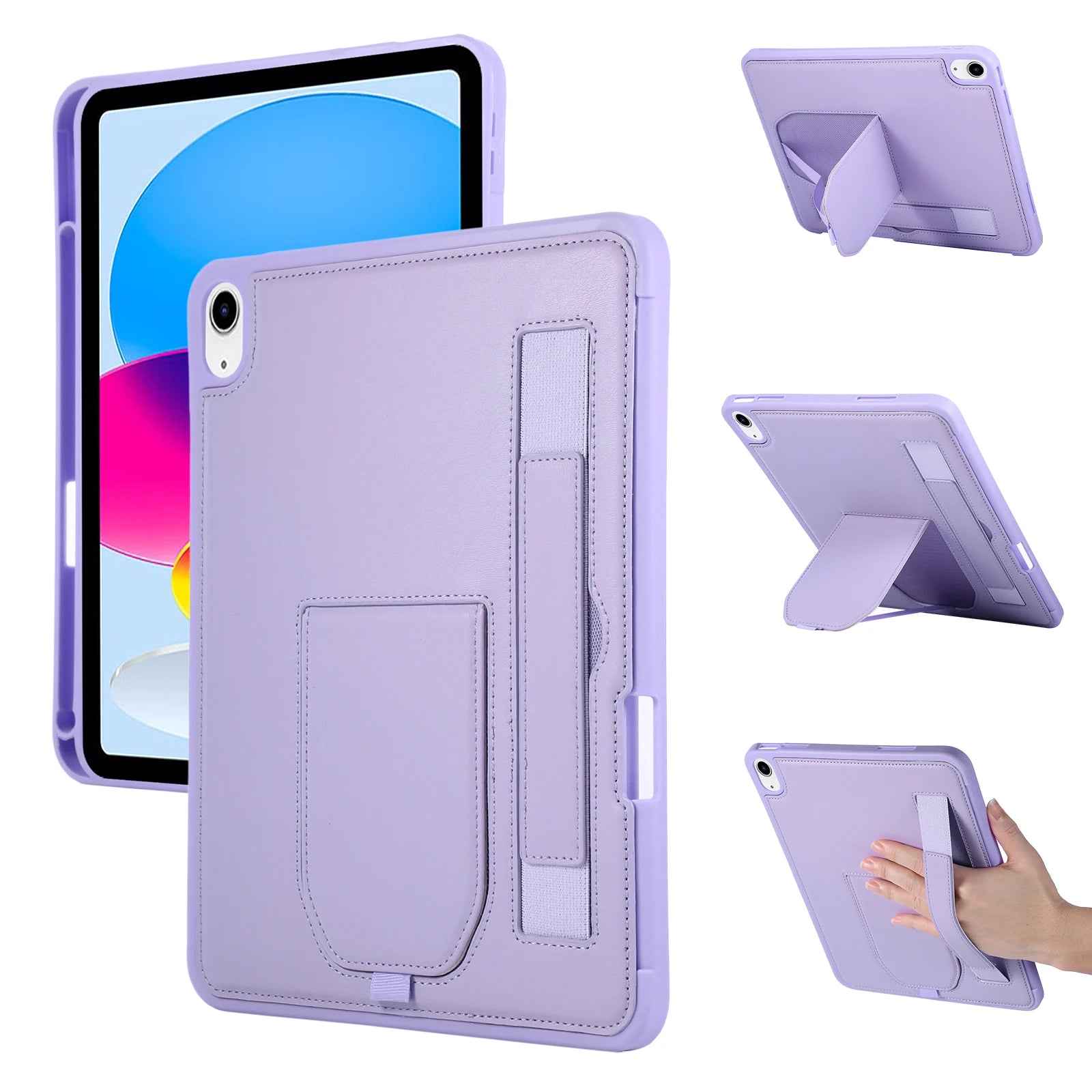 Leather iPad Case with Hand Strap and Stand – Compatible with iPad Air, Pro, Mini, and iPad (2024–2026 Models)
