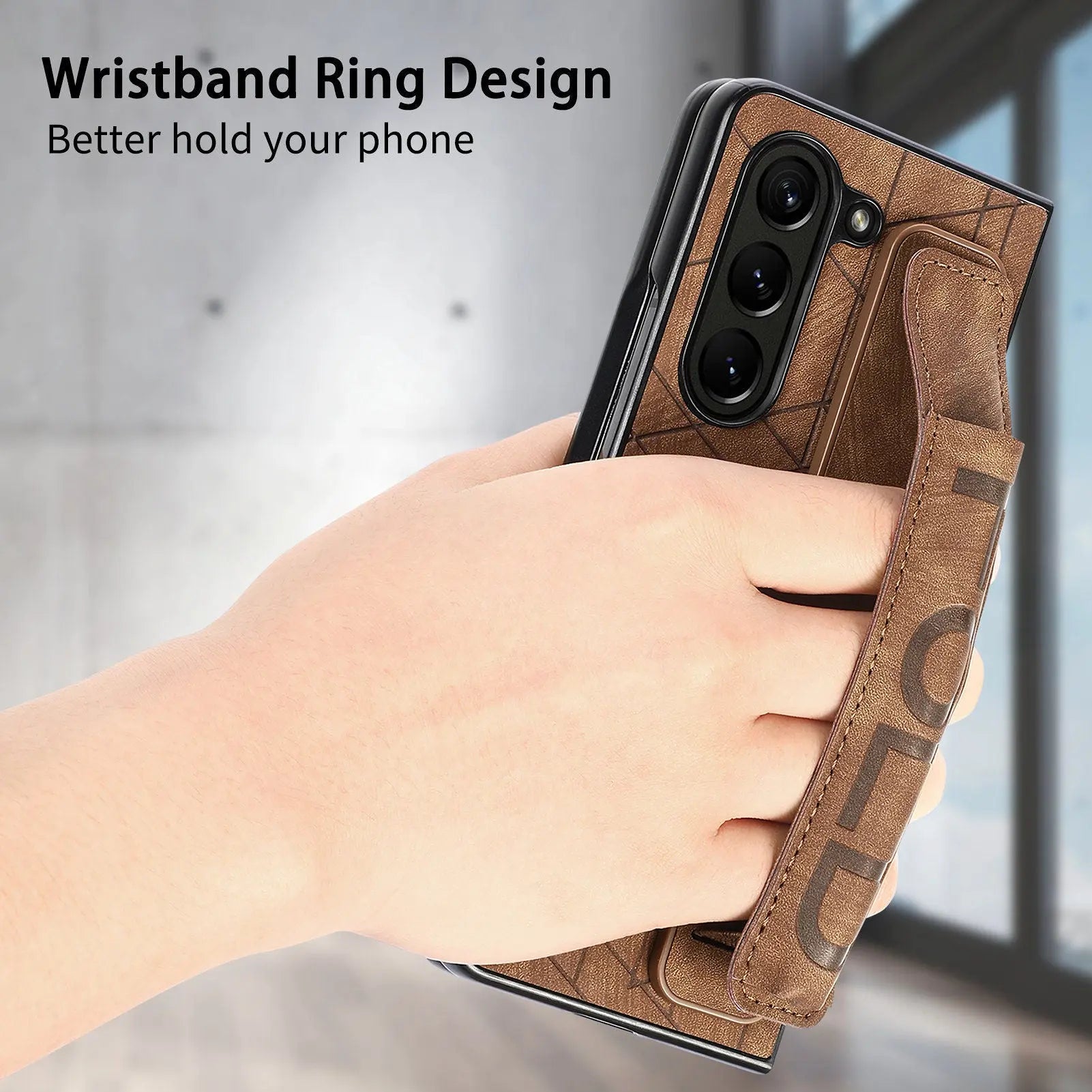 For Samsung Galaxy Z Fold 5 Fashion Case with Wristband Ring Design & Pen Holder Lightweight Slim and Fit Anti-fall Cover Pinnacle Luxuries