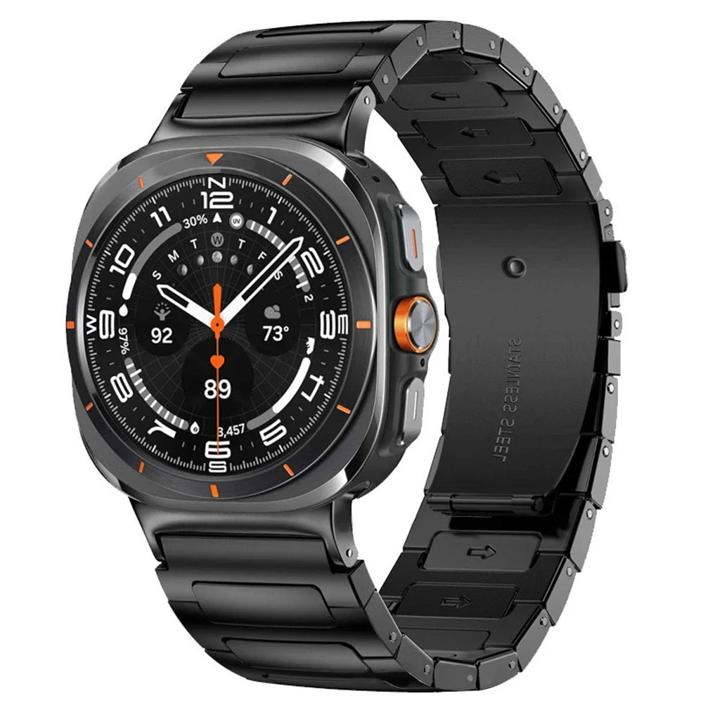 Avontic TitanLink Black stainless steel band for Galaxy Watch Ultra and Ultra2 47mm on a clean background
