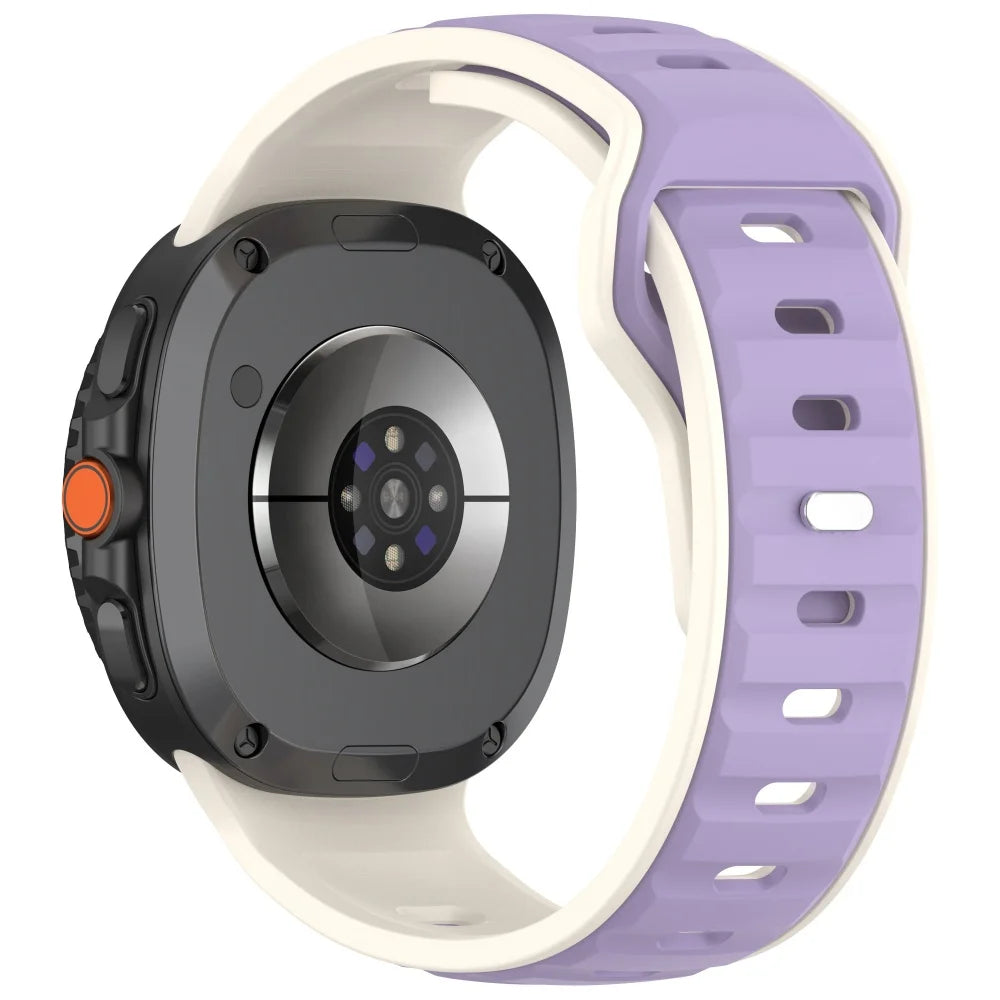 Avontic PulseFlex Starlight / Purple vented silicone sport band for Galaxy Watch9, Watch8 and Watch8 Classic on a clean background