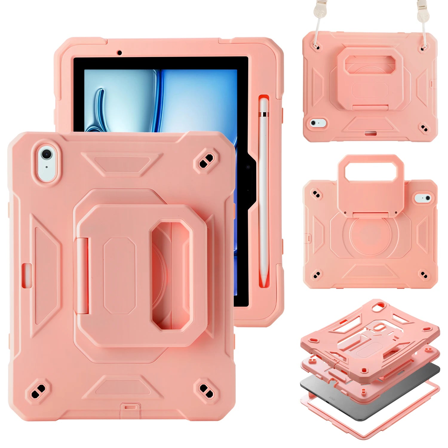 Avontic RhinoGuard Rugged iPad Case with Stand and Hand Strap