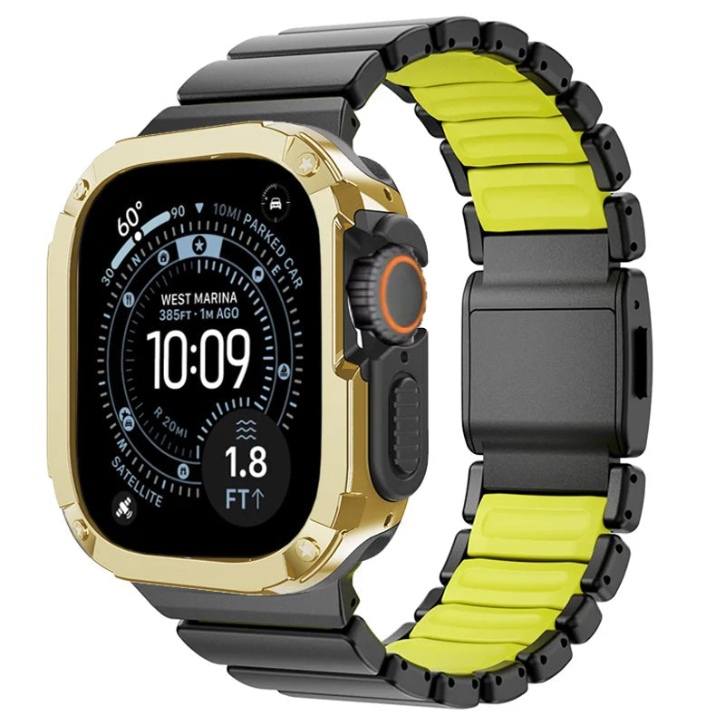 TitanFusion UltraGuard Series — Titanium Metal Band + Rugged Case for Apple Watch Ultra 3, Ultra 2, Ultra 1, Series 11, 10, 9, 8 (49mm / 46mm / 45mm / 44mm)