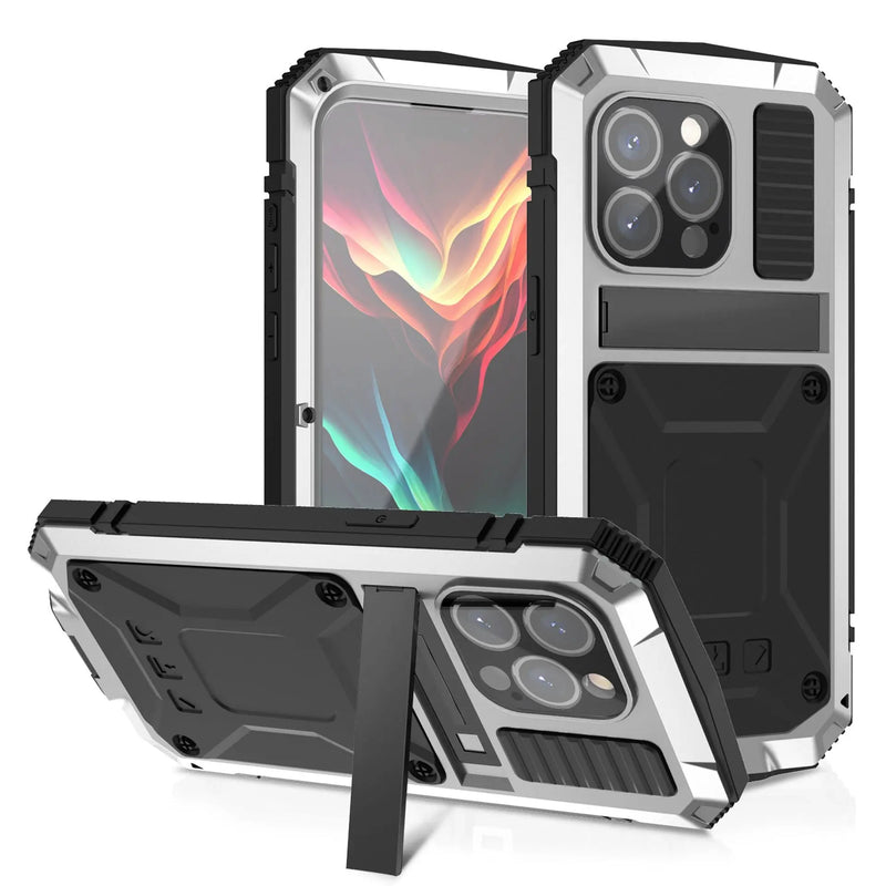 for iPhone 15 Pro Max iPhone 15 Plus Pro Case Full-Body Rugged Armor Shockproof Protective Kickstand Aluminum Metal Cover Avontic