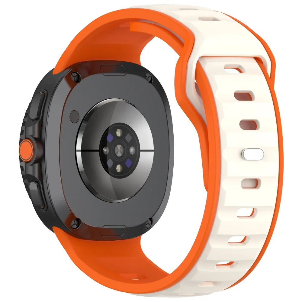 Avontic PulseFlex Orange / Starlight vented silicone sport band for Galaxy Watch9, Watch8 and Watch8 Classic on a clean background