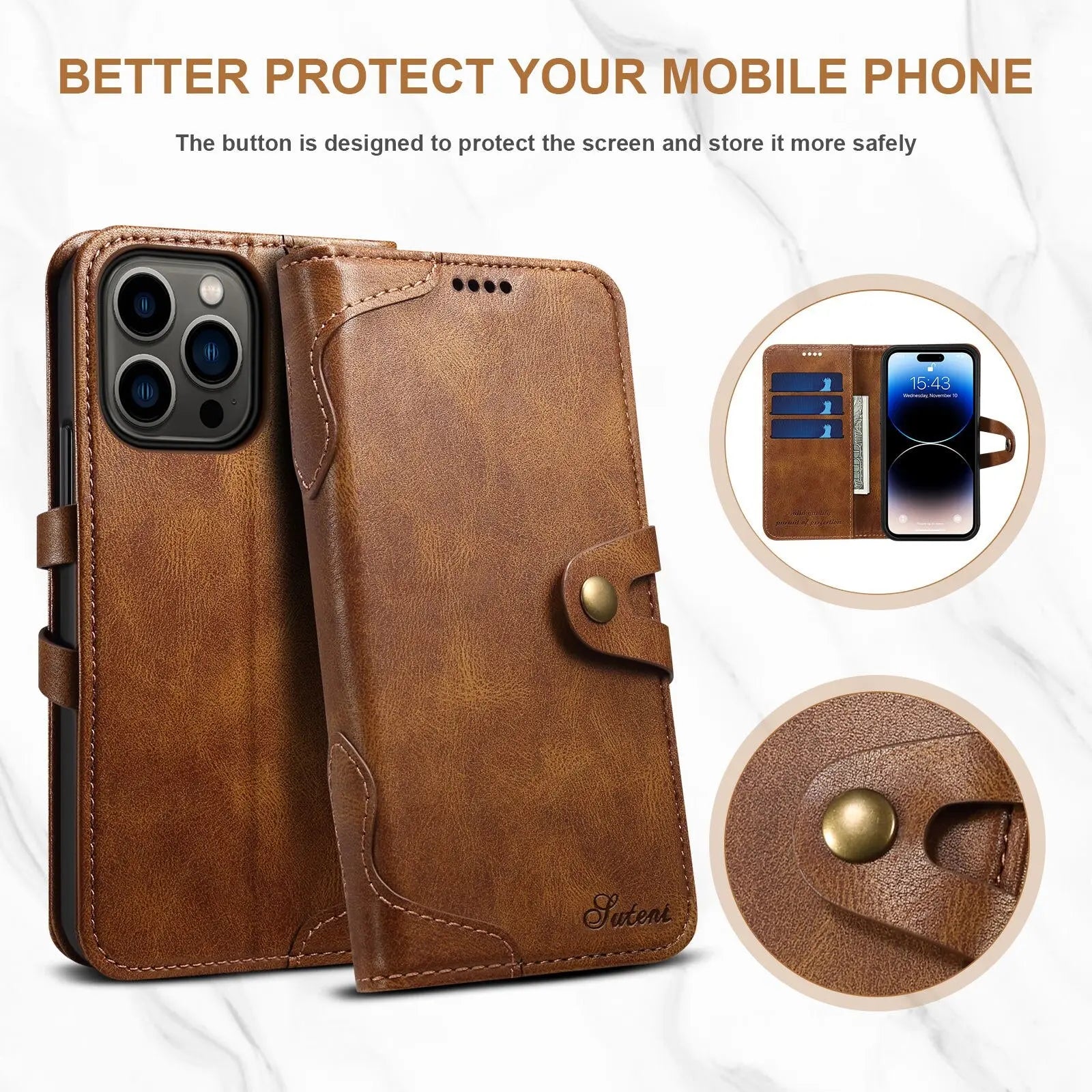 EliteLeather Wallet Case for iPhone 15 — product view 4