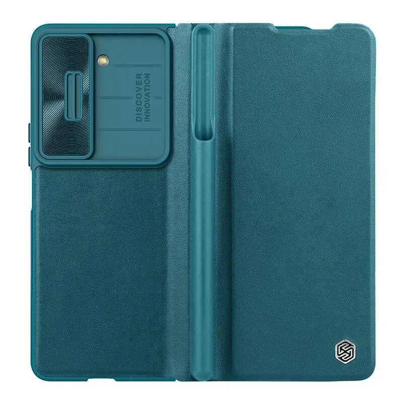 NILLKIN Qin Flip Leather Case for Samsung Galaxy Z Fold 5 with S-Pen Pocket Slide Camera Lens Cover Full Protection Phone Case Avontic