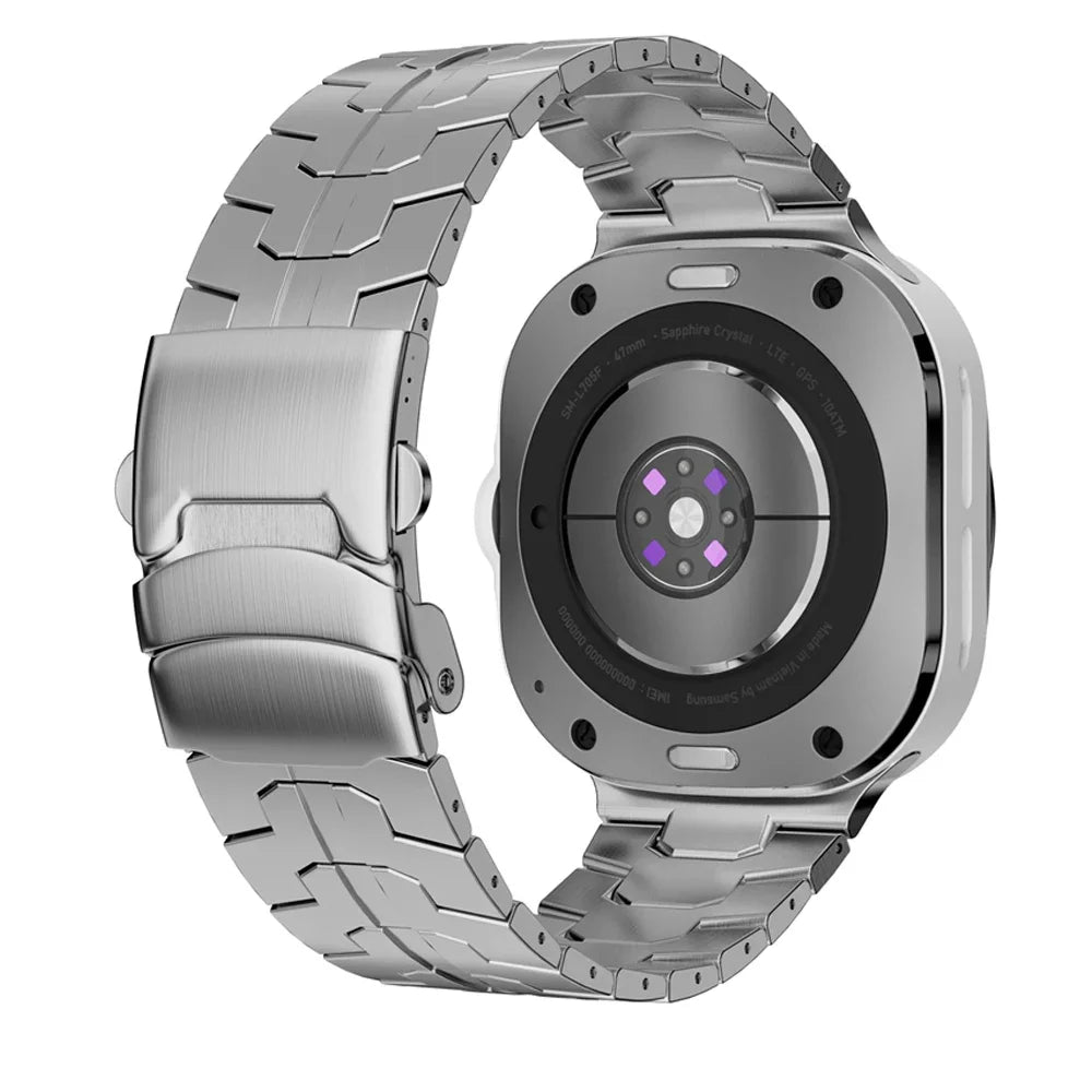 Avontic RidgeSteel Silver stainless steel band for Galaxy Watch Ultra and Ultra2 47mm on a clean background