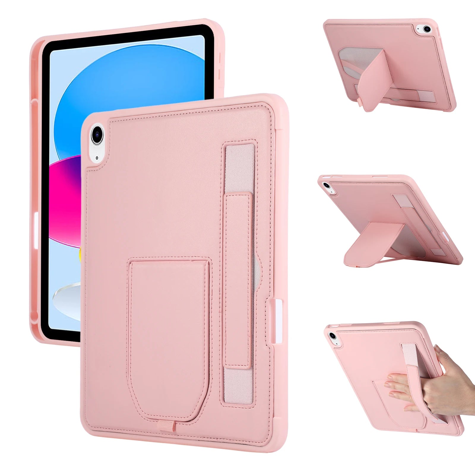 Leather iPad Case with Hand Strap and Stand – Compatible with iPad Air, Pro, Mini, and iPad (2024–2026 Models)