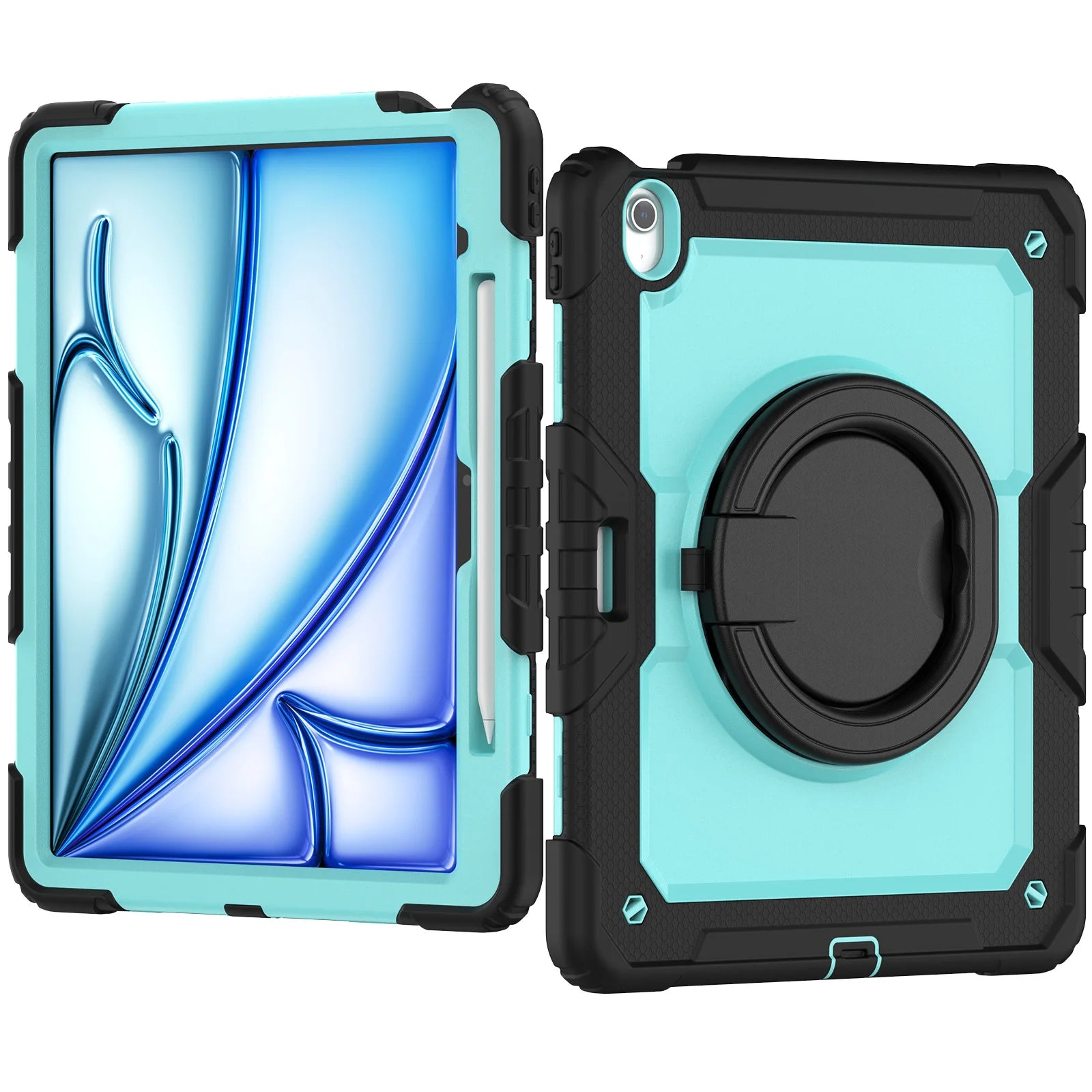 RhinoGuard Heavy Duty iPad Case with Rotating Stand & Shoulder Strap | Rugged Protective Case for iPad Air 13 (2024-2026)