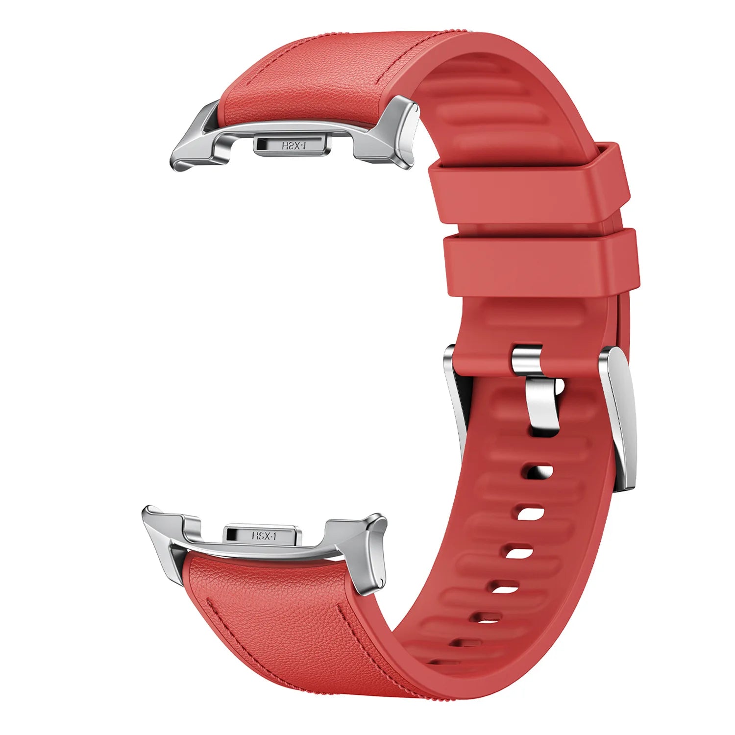 Avontic DuoTexture Red leather-look silicone band for Galaxy Watch9, Watch8 and Watch8 Classic on a clean background