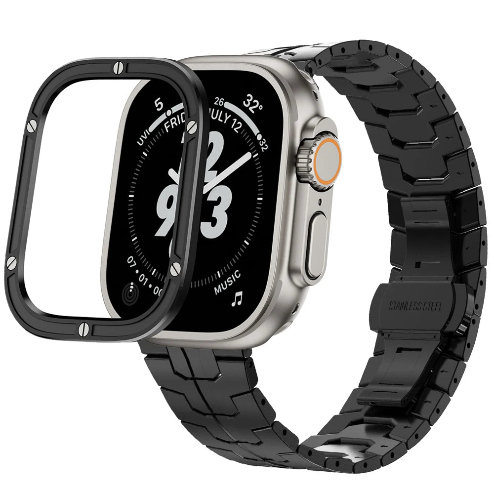 SteelGuard Ultra Precision Band + Armor Ring for Apple Watch Ultra 3 / 2 / 1 – 49 mm