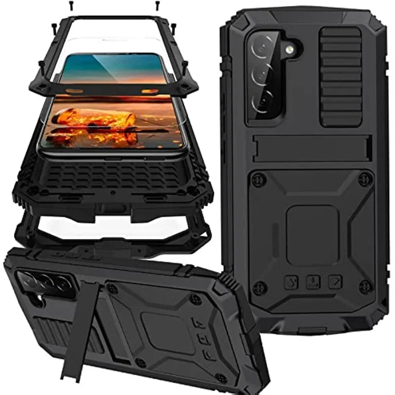 TitanShield Pro Aluminum Defender Case with Built-In Screen Guard & Kickstand – Galaxy S26 Ultra / S26 / S25 / S24 Series