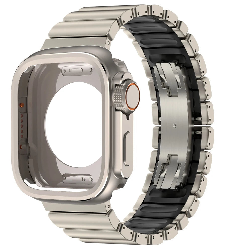 TitanFusion ArmorLink Pro Titanium Band & Case Set for Apple Watch