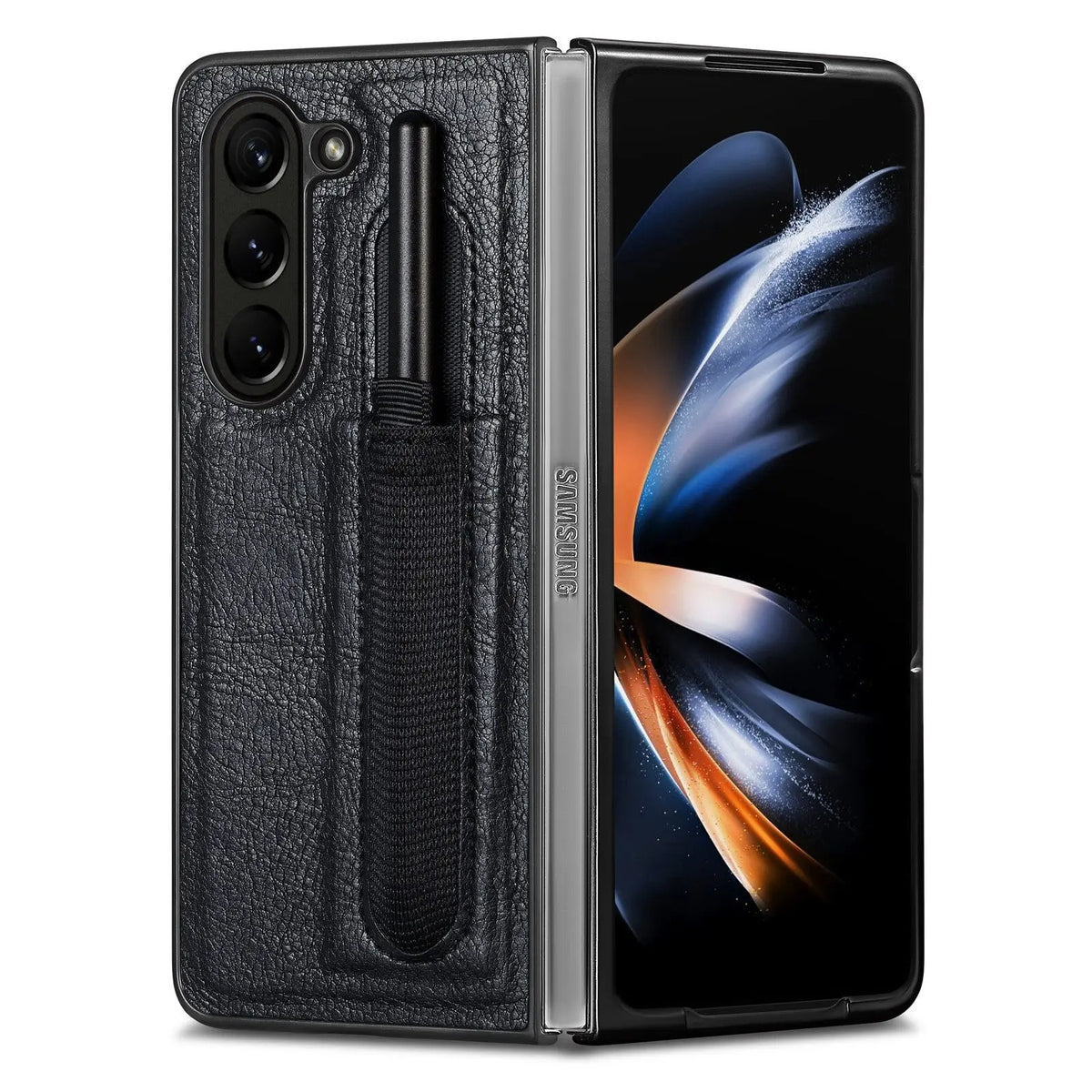 Business Leather Case for Samsung Galaxy Z Fold 5 Fashion with Pen Holder Slim and Fit Original Touch Anti-drop Phone Cover Avontic