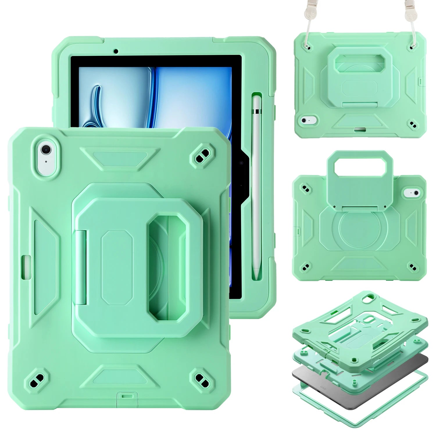 Avontic RhinoGuard Rugged iPad Case with Stand and Hand Strap