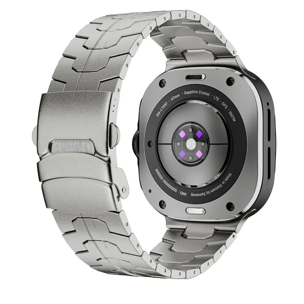 Avontic RidgeSteel Titanium-Tone stainless steel band for Galaxy Watch Ultra and Ultra2 47mm on a clean background