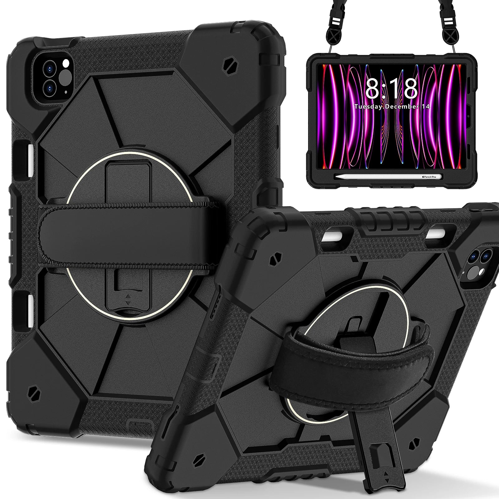 RhinoGuard Apex 360 Command Rugged iPad Case with Kickstand & Hand Strap