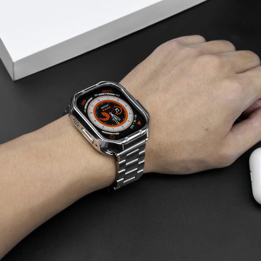 EliteGuard™ Stainless Steel Band & Protective Case for Apple Watch Ultra 3, Ultra 2, Ultra, Series 11–4 (49mm–40mm)