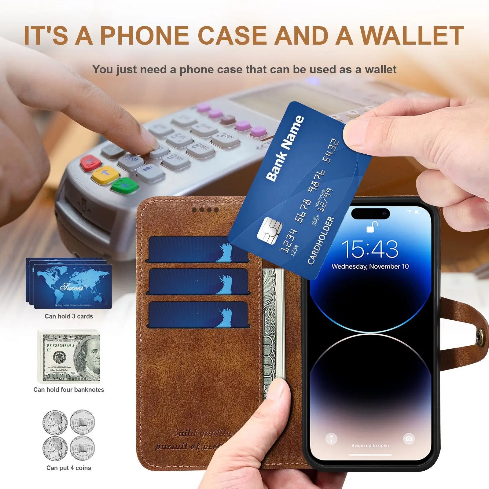 EliteLeather Wallet Case for iPhone 15 — product view 2