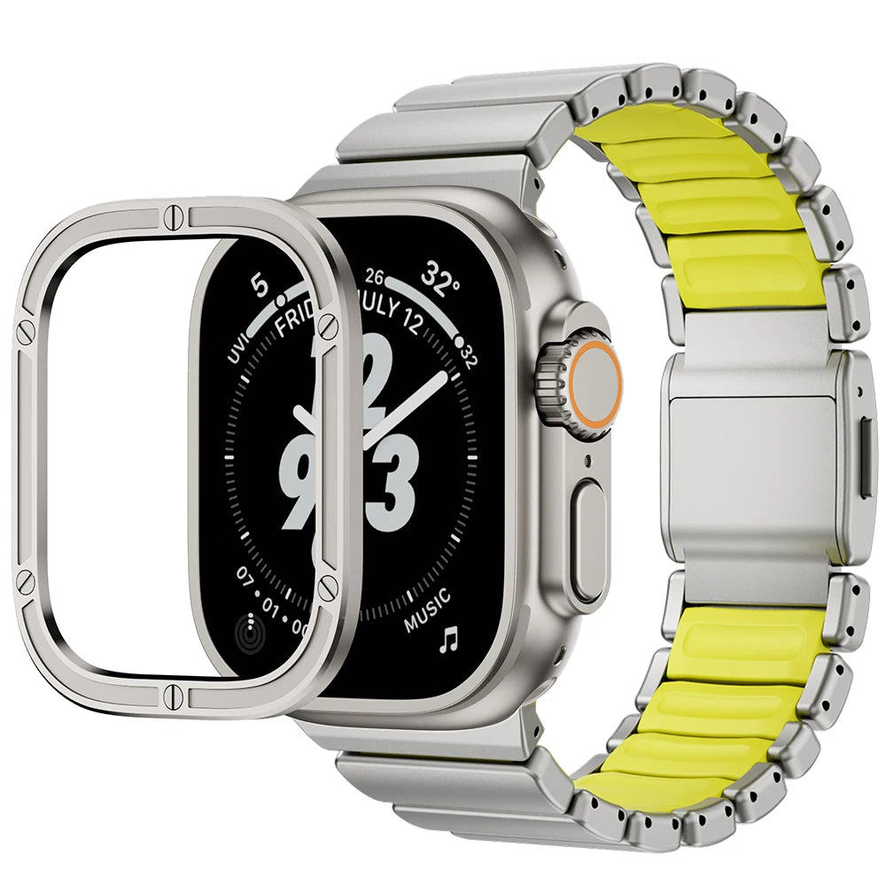 TitanEdge™ Prestige Titanium Band + Faceplate Bumper for Apple Watch Ultra 3 • 2 • 1 – 49 mm