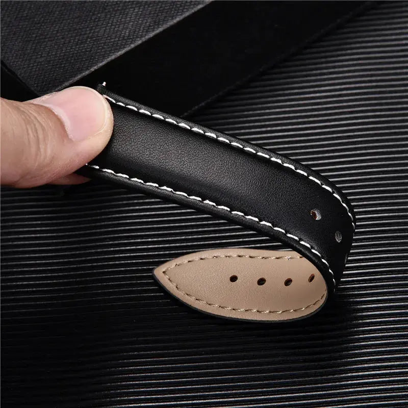Smooth Genuine Calfskin Leather Watchband 18mm 20mm 22mm 24mm Straps with Solid Automatic Butterfly Buckle Business Watch Band Avontic