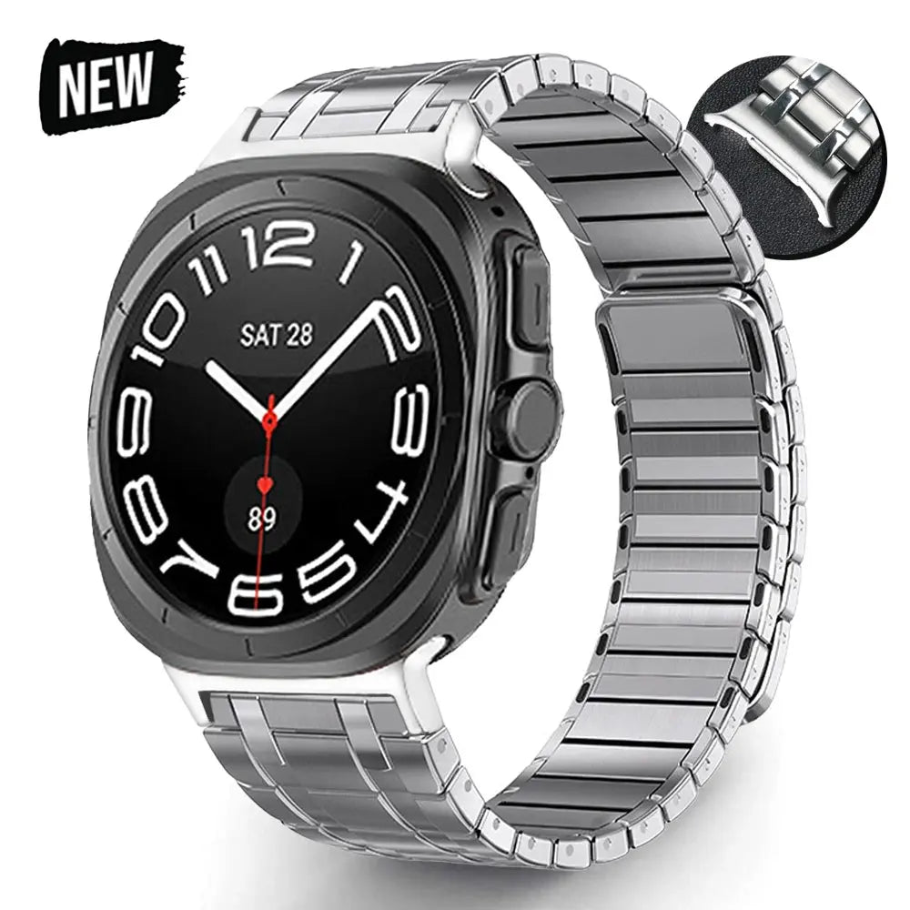 Stainless Steel Magnetic Band for Samsung Galaxy Watch 7 Ultra 47mm Loop Bracelet No Gaps Strap ULTRA 47MM Curved End Watchband Avontic