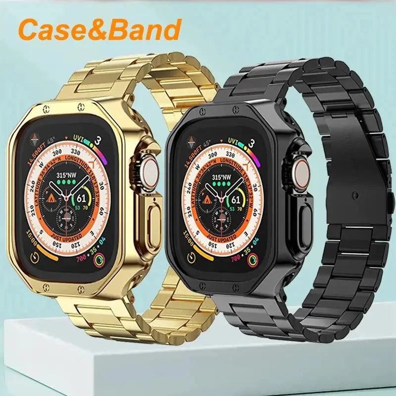 Stainless Steel Metal Correa+TPU Cover For Apple Watch Band 45mm 44mm 38mm 40 42mm 41mm Bracelet Strap For iWatch 8 7 Ultra 49MM Pinnacle Luxuries